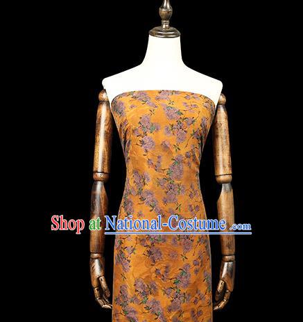 Chinese Classical Pear Blossom Pattern Silk Drapery Qipao Dress Gambiered Guangdong Gauze Traditional Golden Brocade Fabric