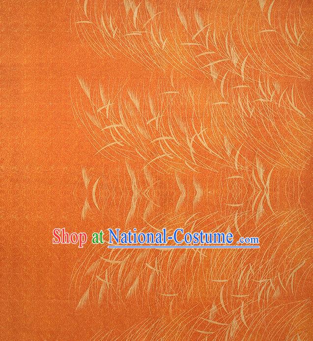 Chinese Traditional Satin Fabric Qipao Dress Brocade Classical Reed Pattern Orange Silk Drapery