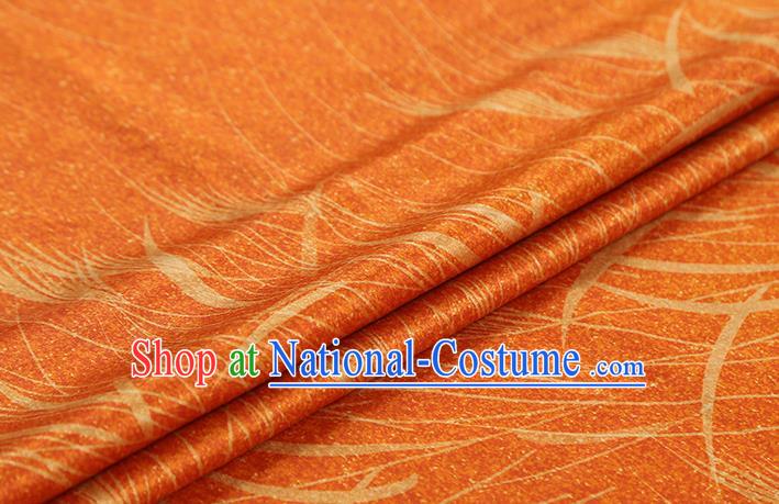 Chinese Traditional Satin Fabric Qipao Dress Brocade Classical Reed Pattern Orange Silk Drapery