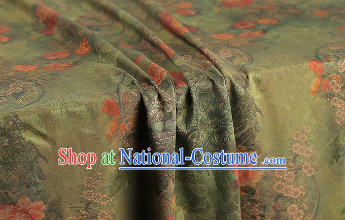 Chinese Qipao Dress Green Gambiered Guangdong Gauze Traditional Brocade Fabric Classical Jacquard Silk Drapery