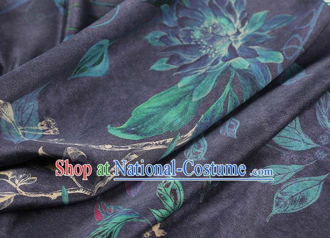 Chinese Qipao Dress Satin Classical Epiphyllum Pattern Purple Silk Drapery Traditional Brocade Fabric