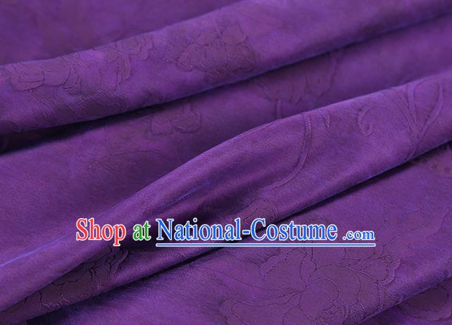 Chinese Qipao Dress Gambiered Guangdong Gauze Traditional Brocade Fabric Classical Jacquard Peony Purple Silk Drapery