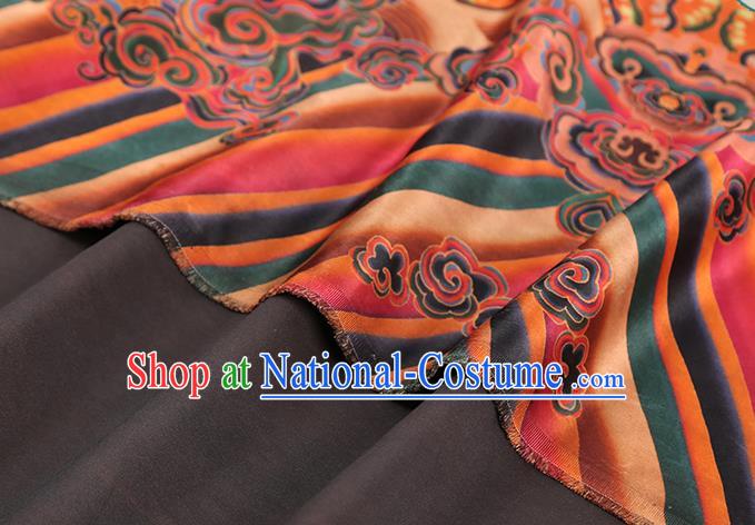 China Traditional Printing Sun Cranes Silk Fabric Cheongsam Drapery Classical Orange Gambiered Guangdong Gauze