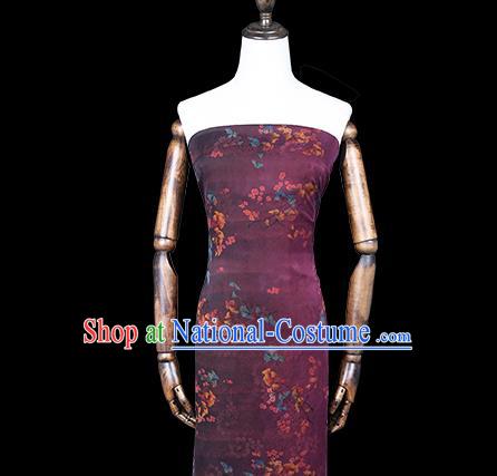 Chinese Traditional Purple Gambiered Guangdong Gauze Classical Flowers Pattern Silk Fabric Qipao Dress Cloth