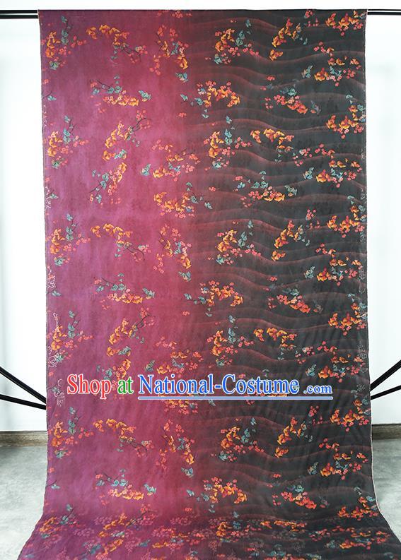 Chinese Traditional Purple Gambiered Guangdong Gauze Classical Flowers Pattern Silk Fabric Qipao Dress Cloth