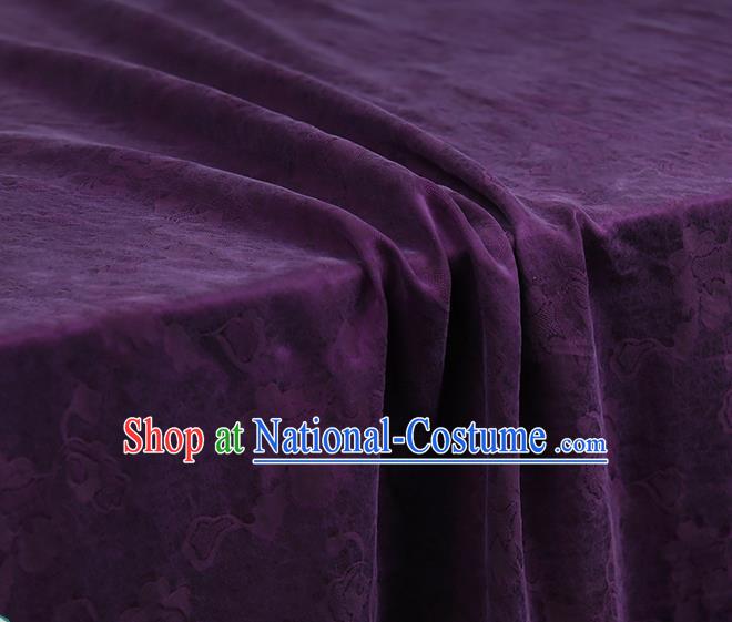 Chinese Classical Flowers Pattern Purple Blue Silk Fabric Qipao Dress Jacquard Cloth Traditional Gambiered Guangdong Gauze