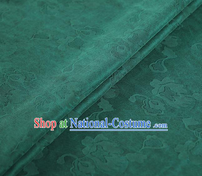 Chinese Classical Flowers Pattern Green Silk Fabric Traditional Gambiered Guangdong Gauze Qipao Dress Jacquard Cloth