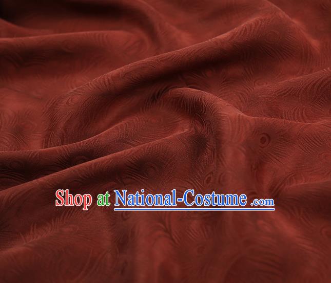 Chinese Classical Feather Pattern Rust Red Silk Fabric Traditional Gambiered Guangdong Gauze Qipao Dress Jacquard Satin Cloth