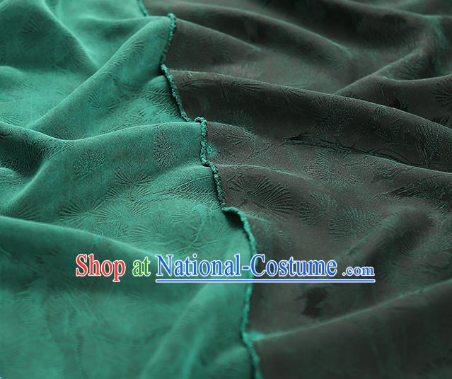 Chinese Traditional Qipao Dress Gambiered Guangdong Gauze Jacquard Green Cloth Classical Pine Crane Pattern Silk Fabric