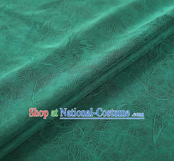 Chinese Traditional Qipao Dress Gambiered Guangdong Gauze Jacquard Green Cloth Classical Pine Crane Pattern Silk Fabric