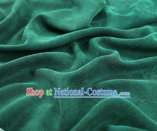 Chinese Traditional Qipao Dress Gambiered Guangdong Gauze Jacquard Green Cloth Classical Pine Crane Pattern Silk Fabric