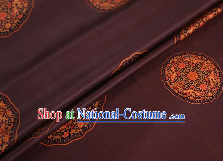 Chinese Traditional Wine Red Brocade Cloth Gambiered Guangdong Gauze Qipao Dress Classical Pattern Silk Fabric