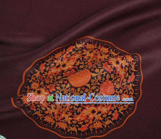 Chinese Traditional Wine Red Brocade Cloth Gambiered Guangdong Gauze Qipao Dress Classical Pattern Silk Fabric