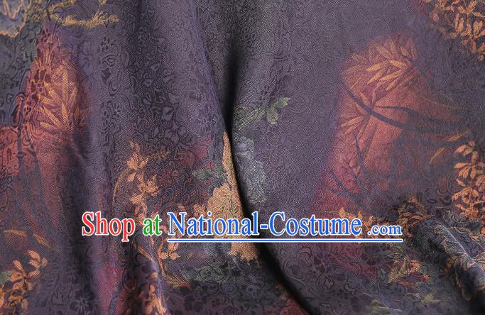 Chinese Traditional Qipao Dress Silk Fabric Classical Peony Pattern Purple Gambiered Guangdong Gauze Drapery