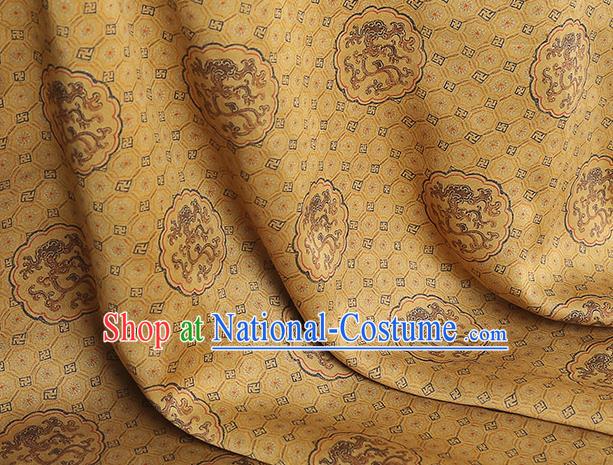 Chinese Traditional Tang Suit Silk Fabric Classical Dragon Pattern Golden Brocade Drapery