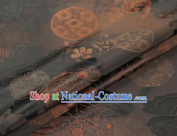 Chinese Classical Butterfly Pattern Gambiered Guangdong Gauze Drapery Traditional Qipao Dress Brown Silk Fabric