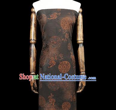 Chinese Classical Butterfly Pattern Gambiered Guangdong Gauze Drapery Traditional Qipao Dress Brown Silk Fabric