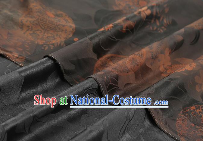 Chinese Classical Butterfly Pattern Gambiered Guangdong Gauze Drapery Traditional Qipao Dress Brown Silk Fabric