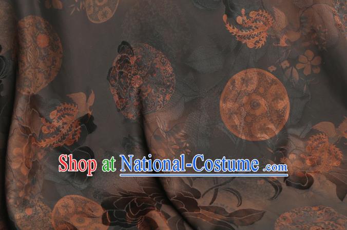 Chinese Classical Butterfly Pattern Gambiered Guangdong Gauze Drapery Traditional Qipao Dress Brown Silk Fabric