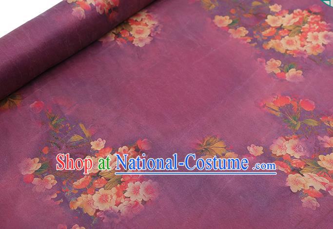 Chinese Qipao Dress Purple Brocade Fabric Traditional Classical Begonia Pattern Silk Drapery Gambiered Guangdong Gauze