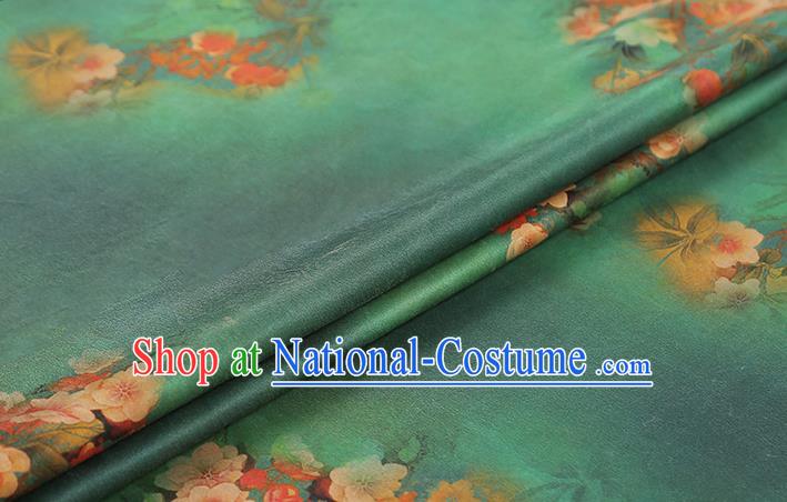 Chinese Traditional Classical Begonia Pattern Silk Drapery Green Gambiered Guangdong Gauze Qipao Dress Brocade Fabric