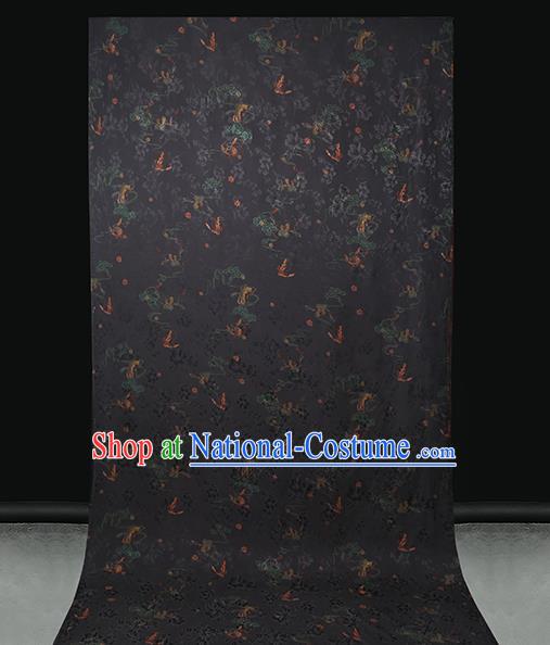 Chinese Traditional Qipao Dress Silk Satin Fabric Classical Butterfly Pattern Black Brocade Drapery