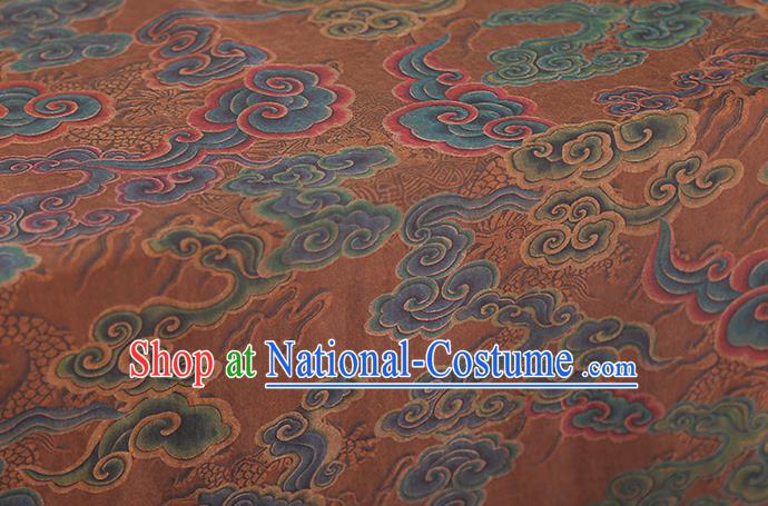 Chinese Traditional Qipao Dress Gambiered Guangdong Gauze Ginger Tapestry Silk Fabric Classical Cloud Pattern Brocade Drapery