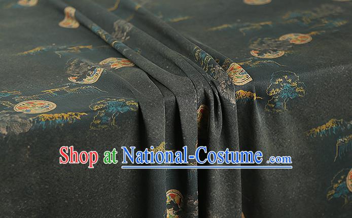 Chinese Classical Atrovirens Gambiered Guangdong Gauze Traditional Qipao Dress Silk Fabric