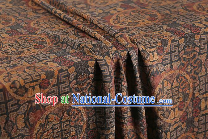 Chinese Traditional Qipao Dress Silk Fabric Classical Deep Grey Gambiered Guangdong Gauze