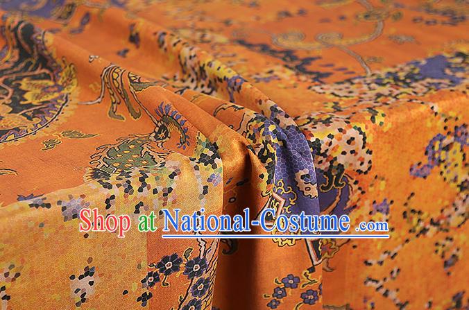 Chinese Classical Cheongsam Orange Silk Fabric Traditional Qipao Dress Gambiered Guangdong Gauze Material