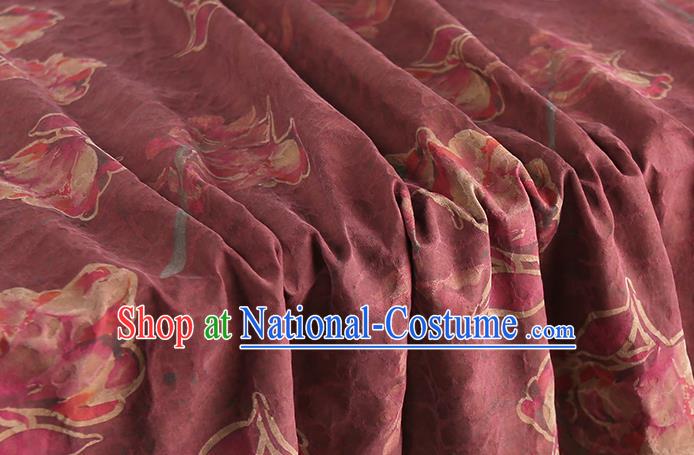 Chinese Traditional Qipao Dress Silk Fabric Classical Wine Red Gambiered Guangdong Gauze