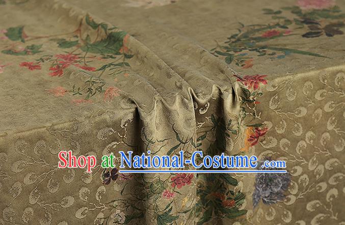 Chinese Classical Light Green Brocade Tapestry Gambiered Guangdong Gauze Traditional Qipao Dress Silk Fabric