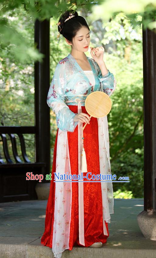 China Ancient Song Dynasty Young Beauty Historical Clothing Full Set