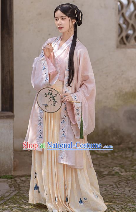 Traditional China Song Dynasty Historical Clothing Ancient Young Beauty Embroidered Hanfu Dress