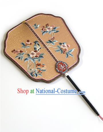 China Traditional Wedding Embroidered Palace Fan Handmade Fans Hanfu Silk Fan