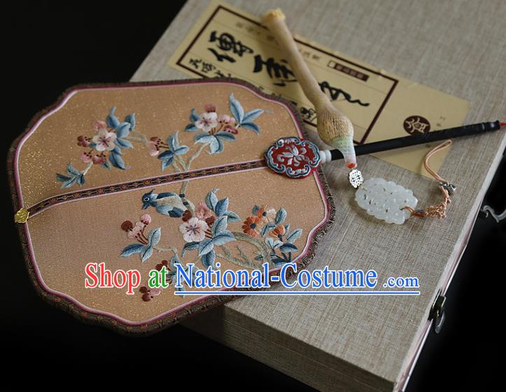 China Traditional Wedding Embroidered Palace Fan Handmade Fans Hanfu Silk Fan