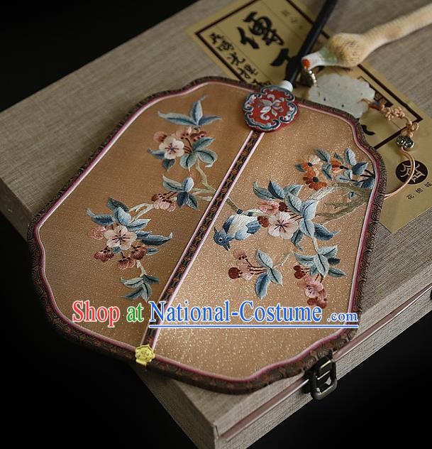 China Traditional Wedding Embroidered Palace Fan Handmade Fans Hanfu Silk Fan