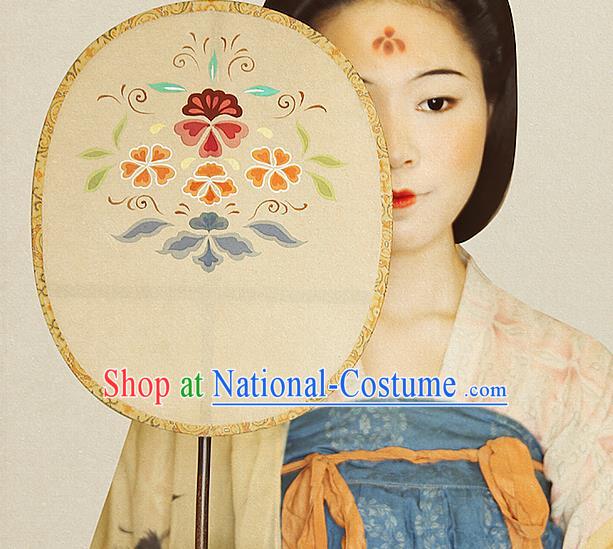 China Tang Dynasty Wedding Silk Fan Handmade Palace Fan Traditional Court Hanfu Fan