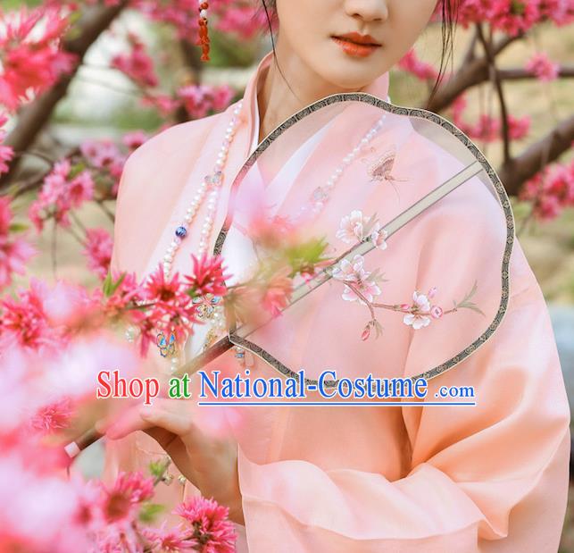 China Ancient Hanfu Palace Fan Traditional Wedding Fans Handmade Painting Begonia White Silk Fan