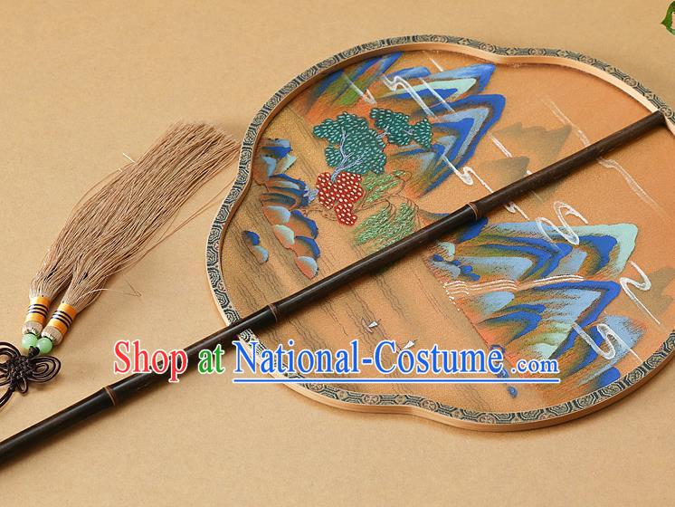 China Handmade Landscape Painting Fan Ancient Hanfu Palace Fan Traditional Wedding Silk Fans