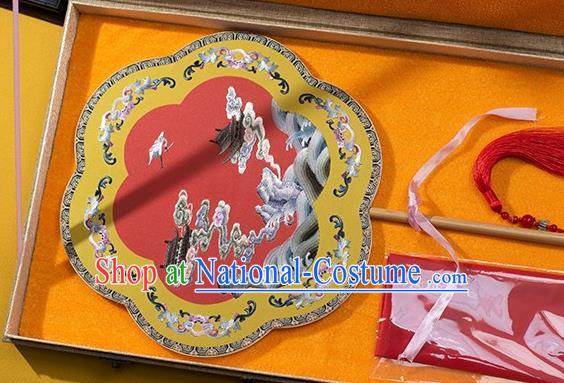 China Ancient Noble Lady Palace Fan Traditional Hanfu Silk Fans Embroidered Heavenly Crane Fan