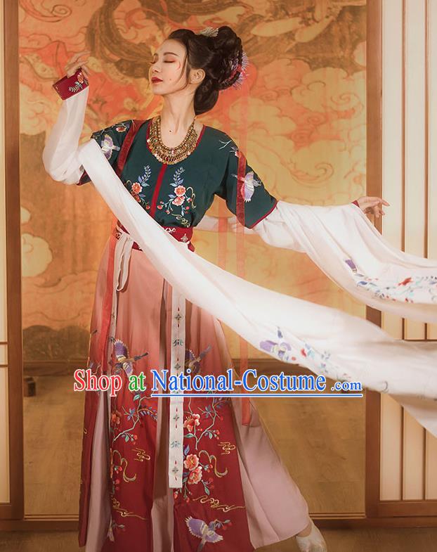 China Ancient Flying Apsaras Costumes Traditional Tang Dynasty Court Lady Hanfu Dress Classical Dance Clothing