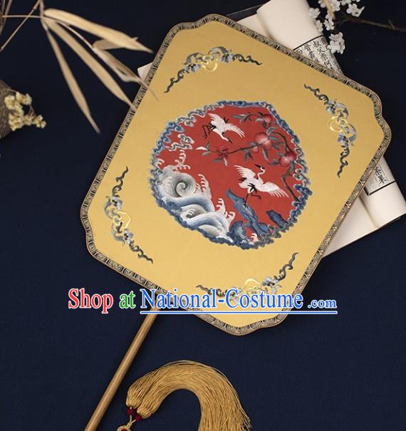 China Traditional Ming Dynasty Empress Silk Fan Embroidered Palace Fan Handmade Hanfu Fan