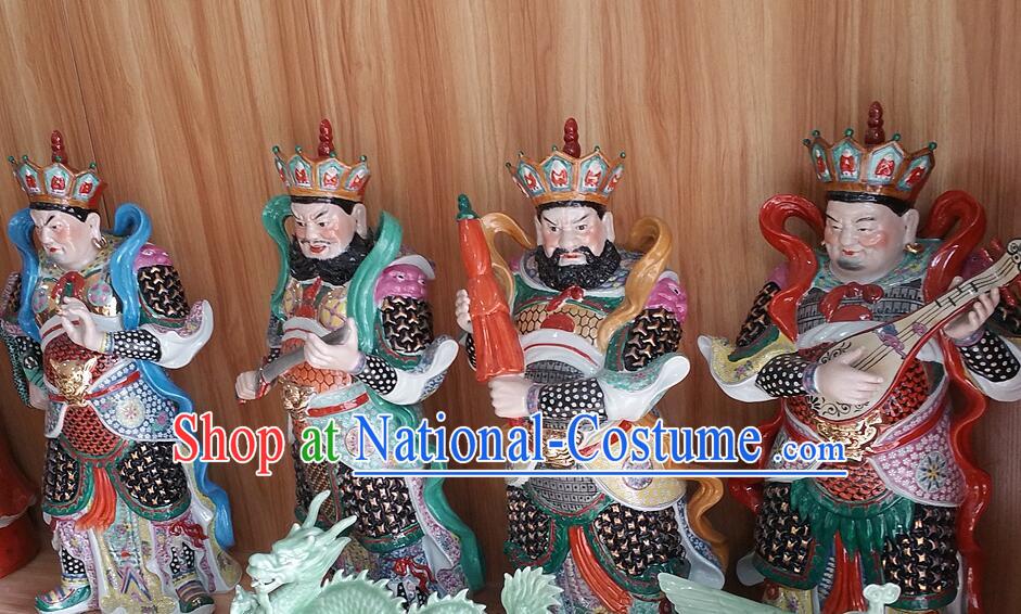 China Handmade Four Heavenly King Figurine Ceramic Si Da Tian Wang Statues Set