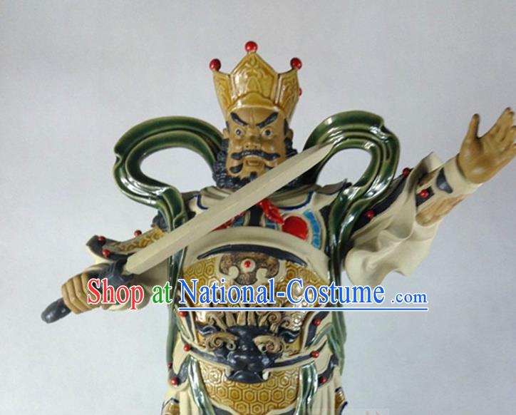 China Shi Wan Si Da Tian Wang Ceramic Statues Handmade Four Heavenly King Porcelain Figurine Set