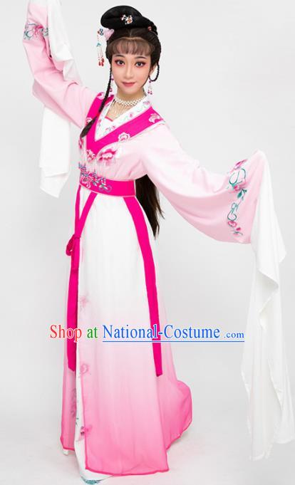 China Traditional Beijing Opera Hua Tan Pink Dress Clothing Shaoxing Opera Young Beauty Garment Costumes and Headwear