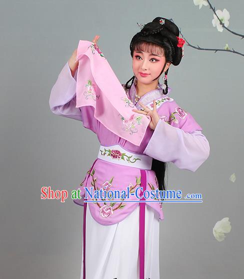 China Traditional Peking Opera Diva Garment Costumes Huangmei Opera Young Lady Violet Dress Clothing