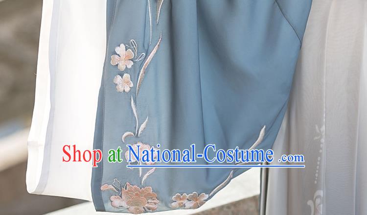 Chinese Ancient Palace Princess Clothing Traditional Blue Hanfu Dress Jin Dynasty Court Beauty Garment Costumes