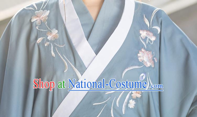 Chinese Ancient Palace Princess Clothing Traditional Blue Hanfu Dress Jin Dynasty Court Beauty Garment Costumes