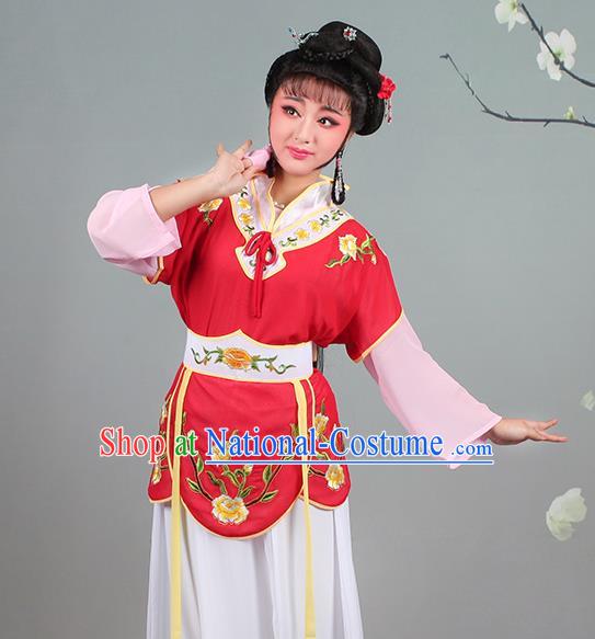 China Traditional Peking Opera Xiaodan Garment Costumes Huangmei Opera Young Lady Red Dress Clothing